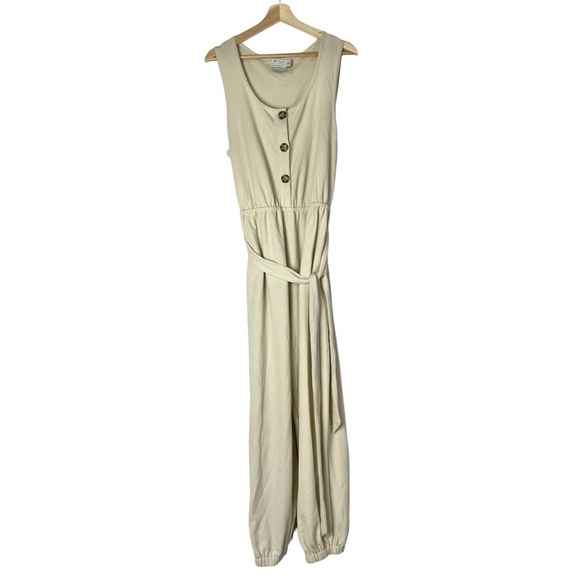 ASOS Design Oatmeal Beige Button Through Cuffed Jumpsuit 12 - Picture 1 of 5